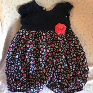Navy and floral bubble romper